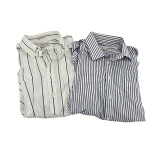 Aigner Men's Dress Shirt Bundle of 2‎ Size 17.5 34/35 Striped Cotton Office